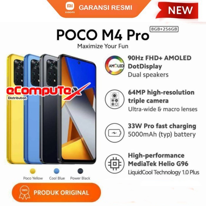 XIAOMI POCO M4 PRO 8/256 GB / HP POCO M 4 PRO 8/256GB GARANSI RESMI