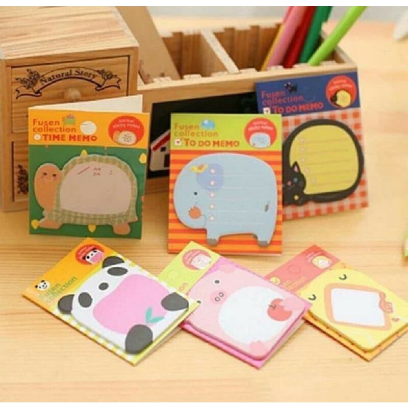 Sticky Notes Motif HewanTempelan Kertas Catatan Memo Note Karakter Animal Mini Book Karakter Binatang Lucu