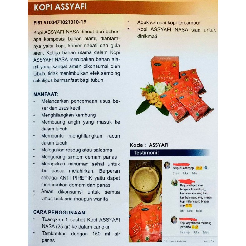 

KOPI ALAMI ASSYAFI NASA PLUS GULA AREN ASLI