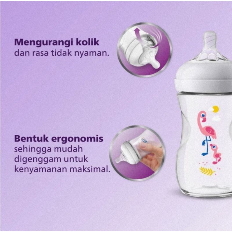Philips Avent Natural Bottle Flamingo 260ml Single Pack - Botol Susu Bayi