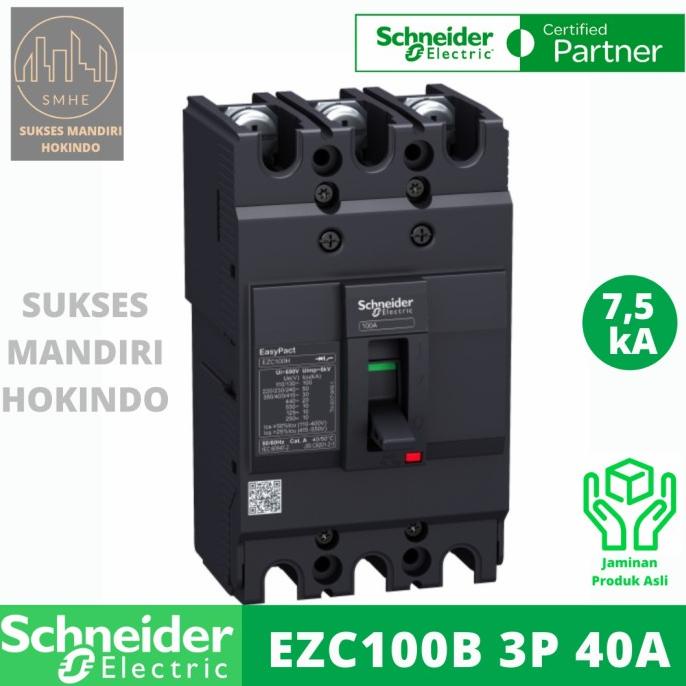 MCCB 3 Phase 40 Ampere 3p 40a Original SNI Schneider EasyPact EZC100B