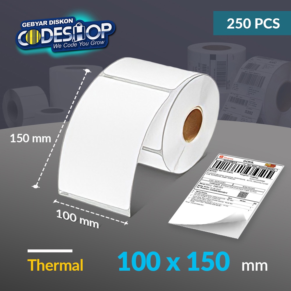 

Codeshop Label Thermal 100 x 150 mm A6 1 Line Stiker Printer Barcode Core 1 Inch isi 250 Pcs