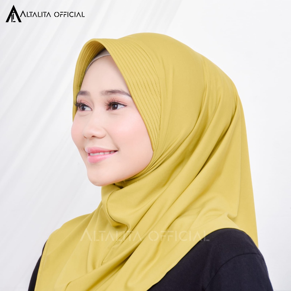 Altalita - Kerudung Bergo Sport Instan pet Bahan Jersey Spandek Premium Polos Cocok Untuk Sekolah Olahraga dan Sehari-Hari