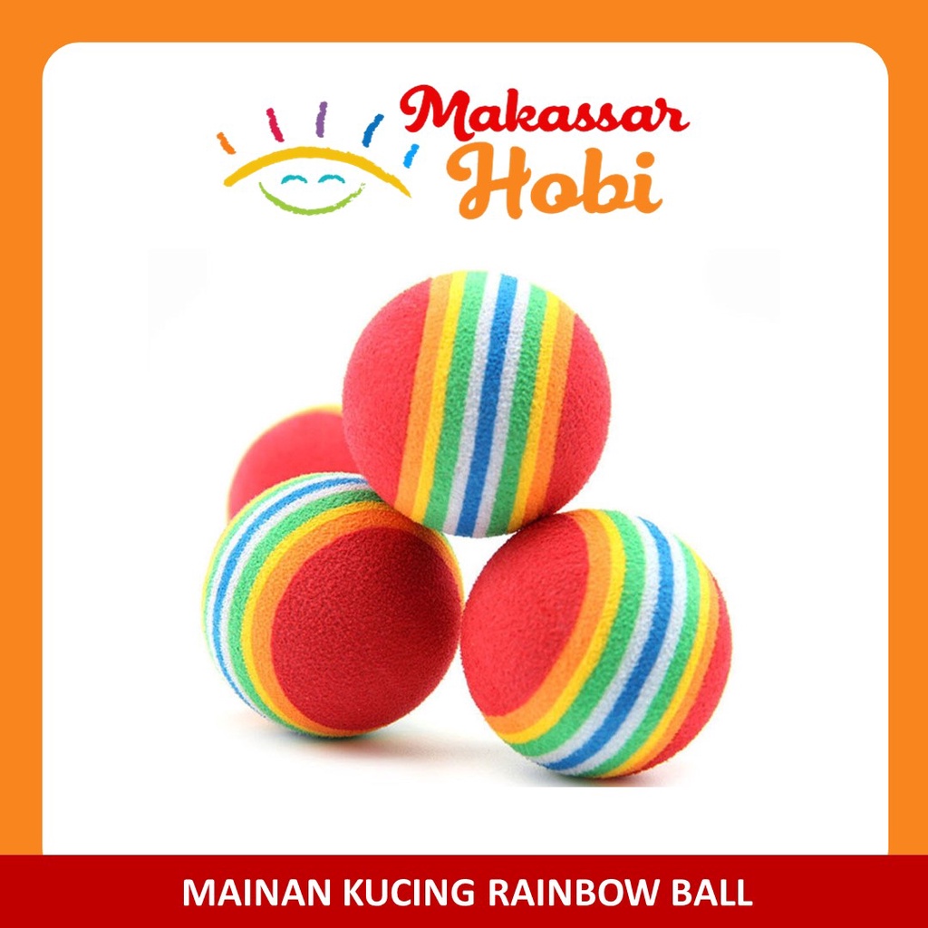 Rainbow Ball Bola Pelangi Mainan Kucing Anak Kitten Anjing Cat Dog Toy