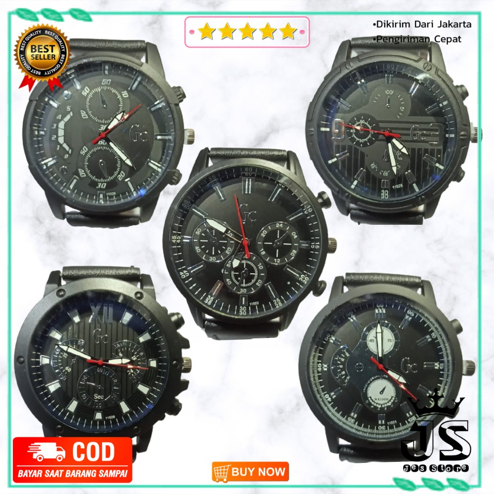 JAM TANGAN PRIA TALI KULIT GC 11021 MURAH WATER RESIST