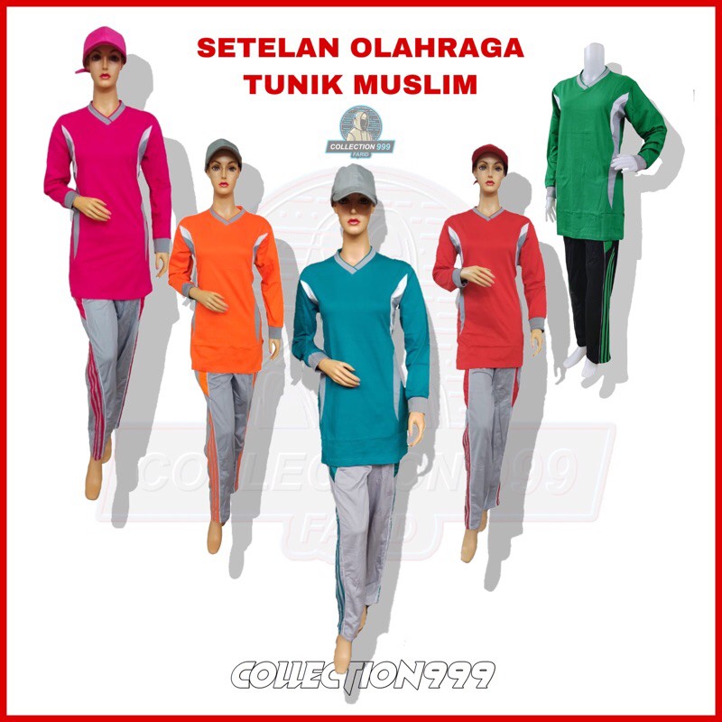 Colection99- Setelan olahraga tunik muslim wanita olahraga santai/olahraga muslim