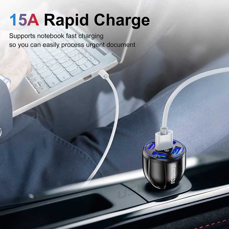 Car Charger Mobil USB 5 Port QC3.0 15A Overcharging Protection