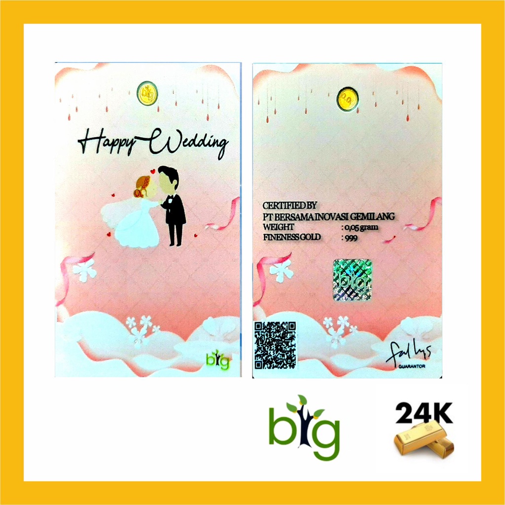 LM Emas Logam Mulia Big Gold 0,05 0.05 Gram Edisi Happy Wedding Nikah Pernikahan Kawin Perkawinan Tu