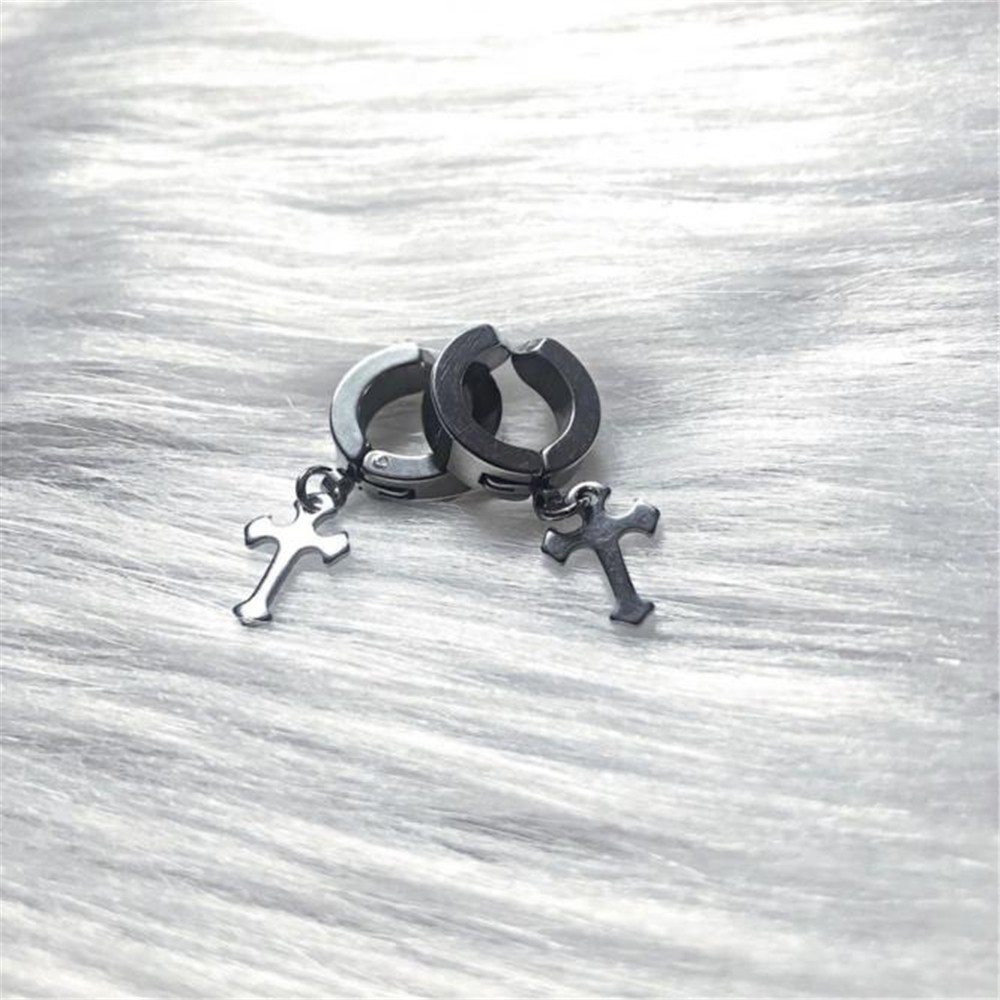 【COD Tangding】1PC Hip Hop Earrings Simple Versatile Cool Couple Cross Shape Fashion Earstuds