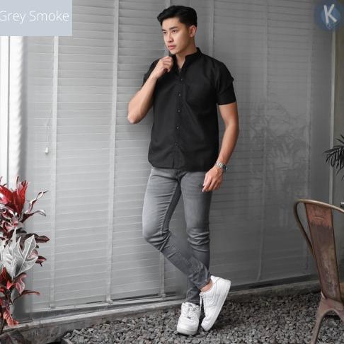 celana jeans pull&bear grey smoke pria pullandbear pull & bear abu men