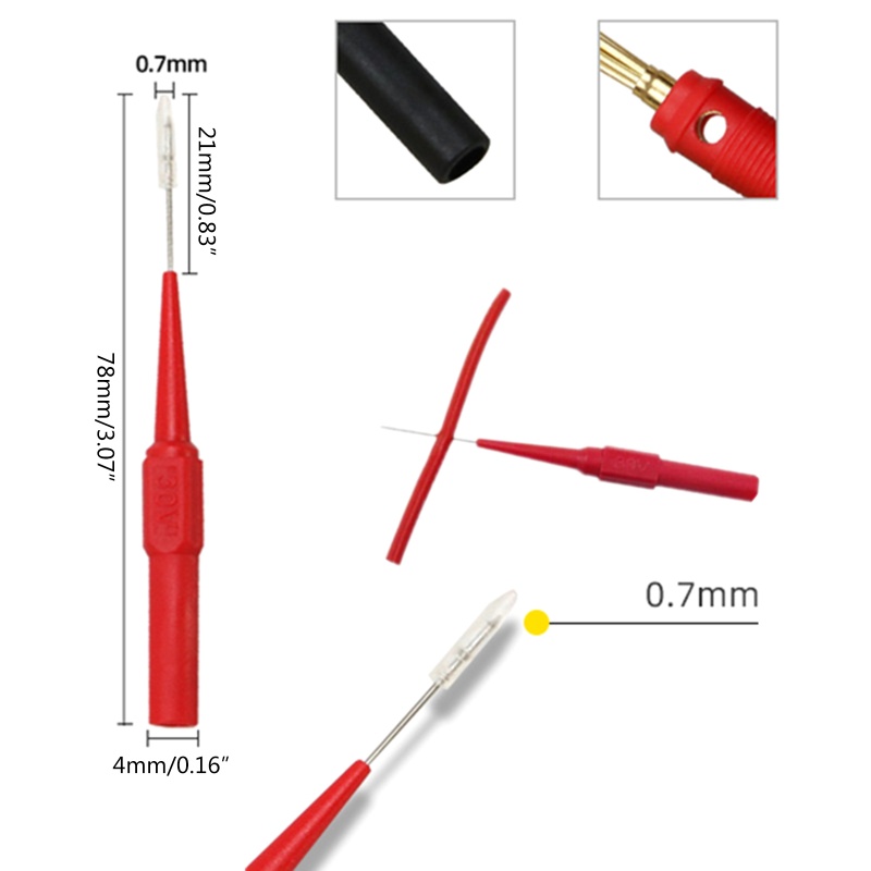 Btsg Upgraded Multimeter Test Probe Back Probes Insulation Piercing Dengan Soket 4mm Akupuntur Mobil- Tool Kit 10pcs