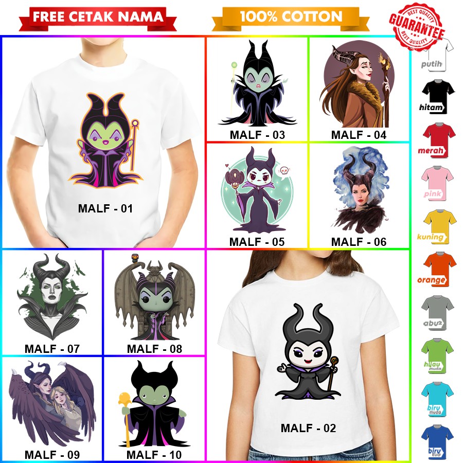 [FREE NAMA!!] Baju Kaos ANAK DAN DEWASA Maleficent BANYAK MOTIF