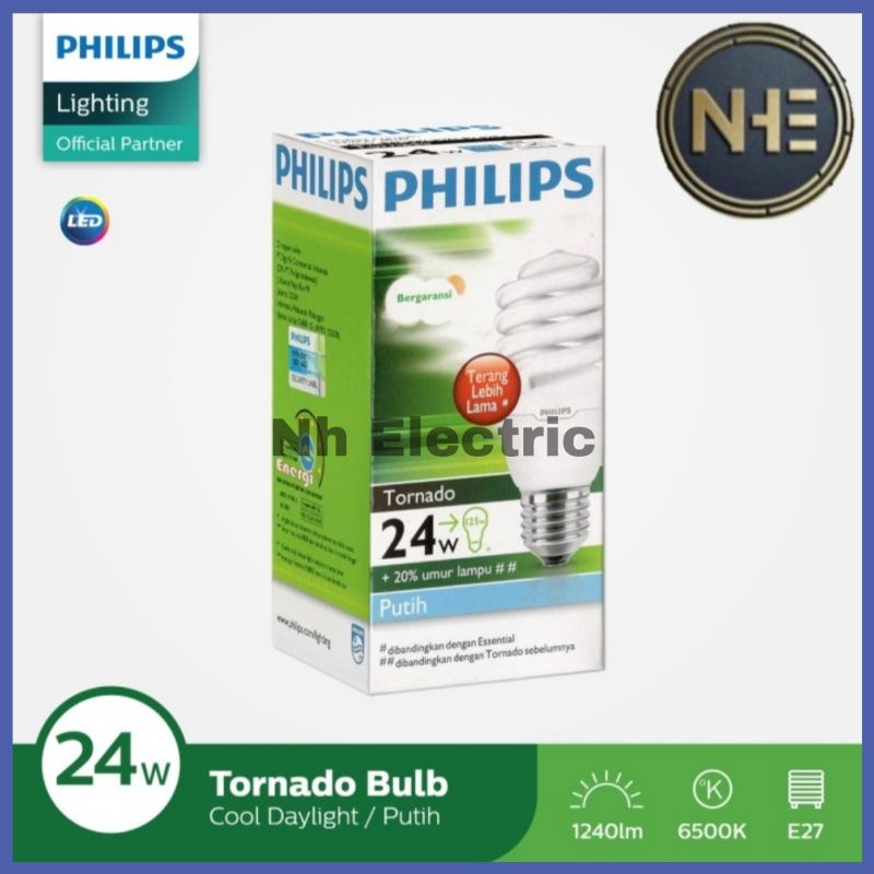 Lampu Philips Tornado 24W Watt Putih CDL E27 - Spiral 24 Watt Philips White 220V SNI