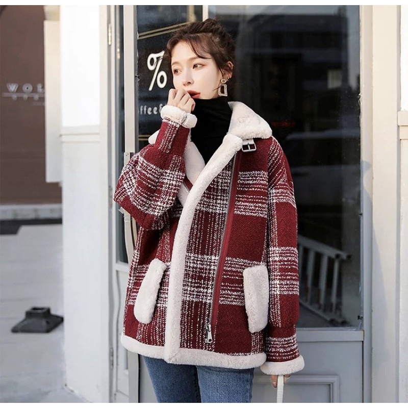 Fur coat winter wanita mantel musim dingin import korean style oversized jacket hangat jaket bulu cewek