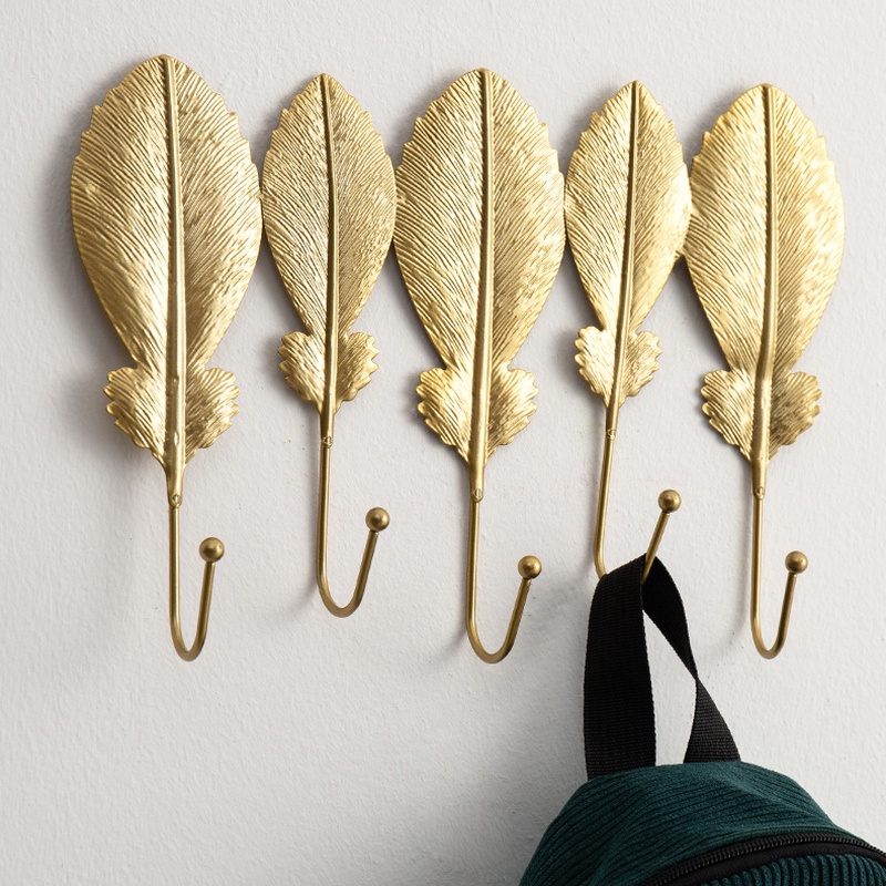 [1Pc Home Creative Leaf Shape Mini Storage Hooks] [Multifunction Bathroom Kitchen Self Adhesive Nail-Free Door Hanger Hook]