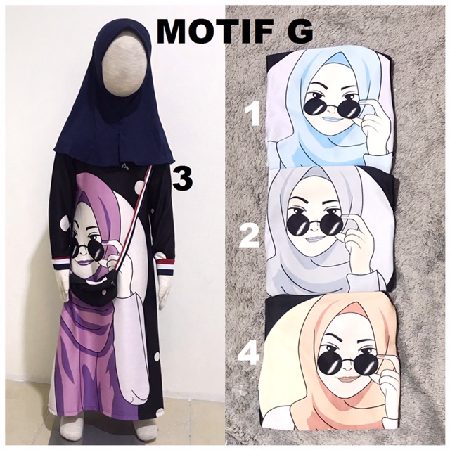 Gamis Anak / Baju Muslim Anak Scuba Motif