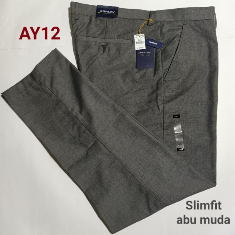 SLIMFIT, Celana Panjang Pria Kain Formal Merek ARROW Branded Matahari Original