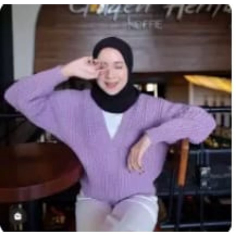 Cardigan Rajut ZULFAA 3 get l Pakaian Rajut Atasan Wanita l Outwear l Rajut Keren Murah-Lavender