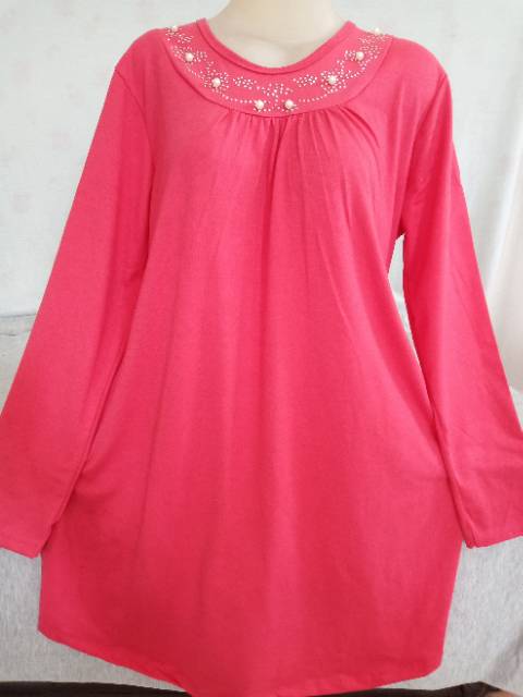 Blouse Mutiara putih 054 mote leher