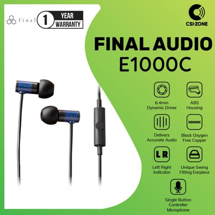 Final Audio E1000C / E 1000C Hi-Res In Ear Earphone with Mic