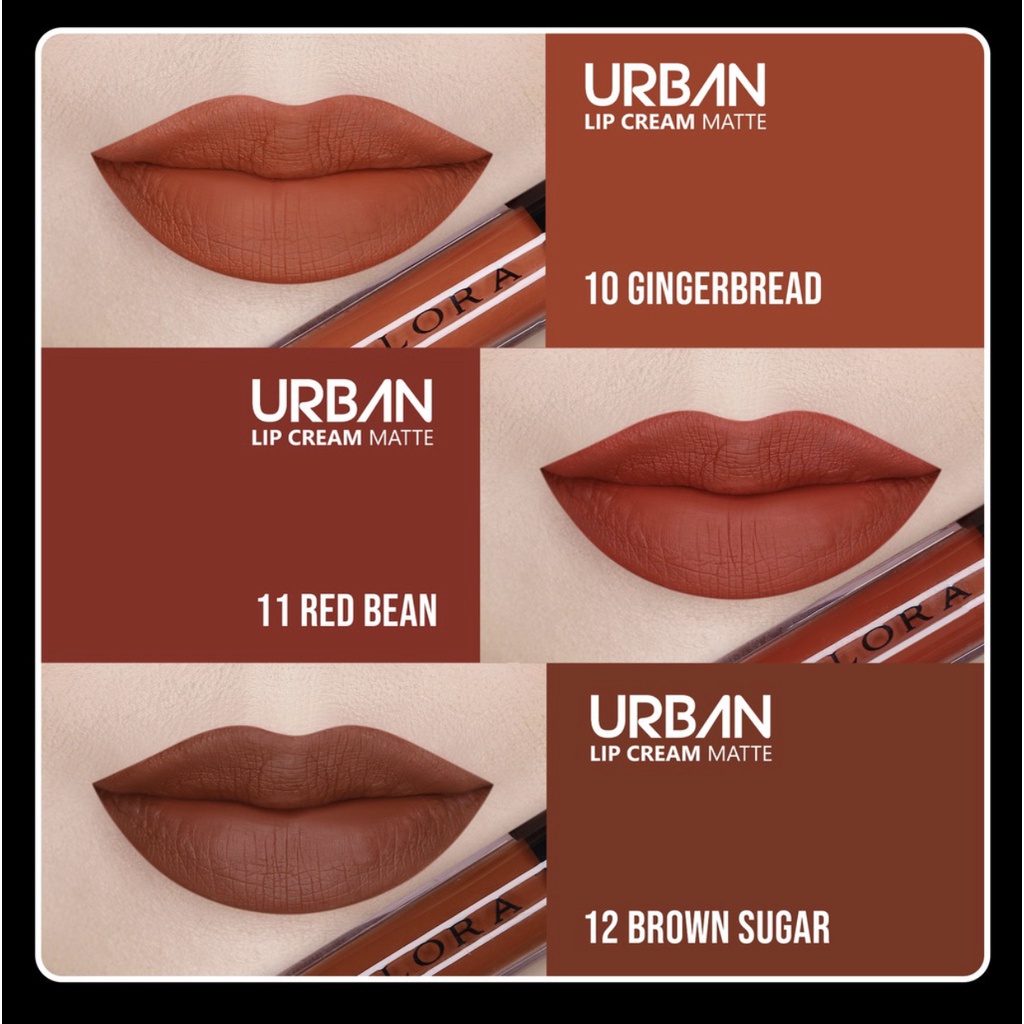 Implora Urban Lip Cream Matte All Variant Dusky Nude Terra Cotta Dark Berry Medeline Allure Lumiere Truffle Mauve Pink Latte Butterscotch Gingerbread Red Bean Brown Sugar