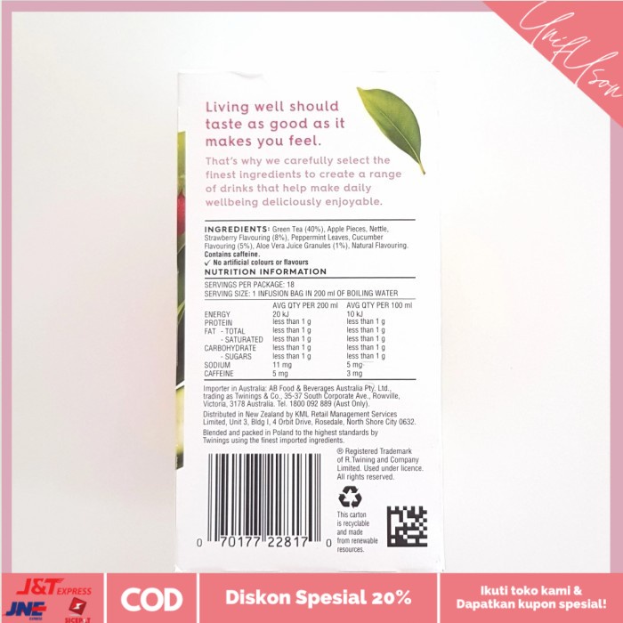 

⭐COD⭐ Twinings Live Well Hot Brew Glow 18 tea bags