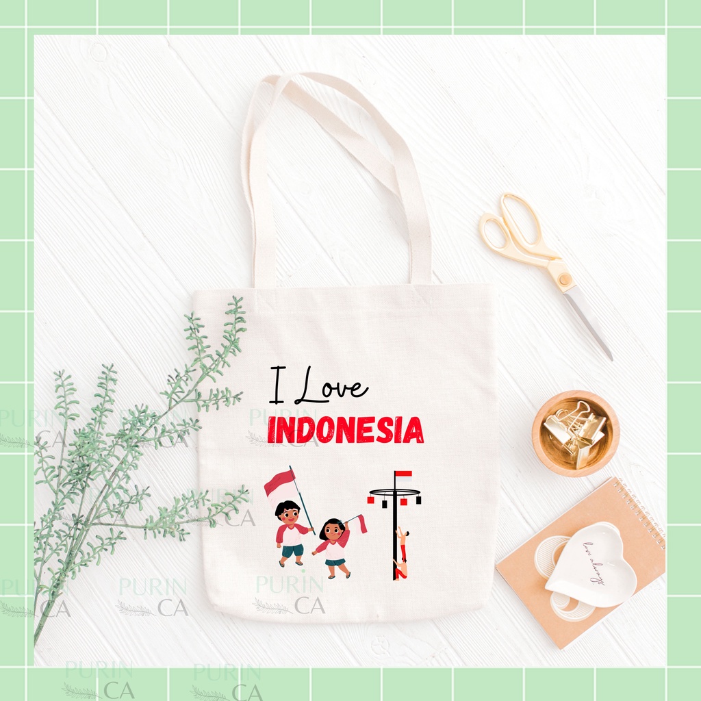 Tote bag Kanvas Gambar I Love INDONESIA