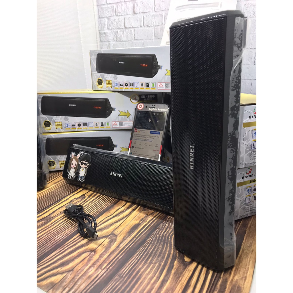 SPEAKER BLUETOOTH PORTABLE RINREI SR-8899C SUPER BASS PLAY WITH USB BT FM RADIO TF CARD SPEAKER WIRELESS XTRA BASS
