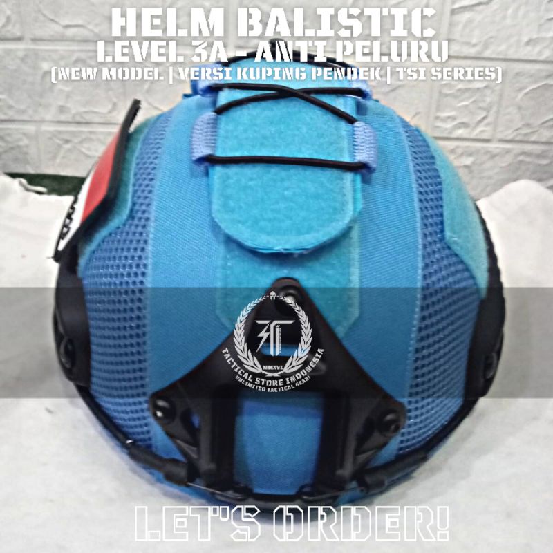 EXCLUSIVE TSI - Helm Balistic ASLI Level 3A Versi Kuping Pendek - Helm Tactical Baja Warna Biru UN