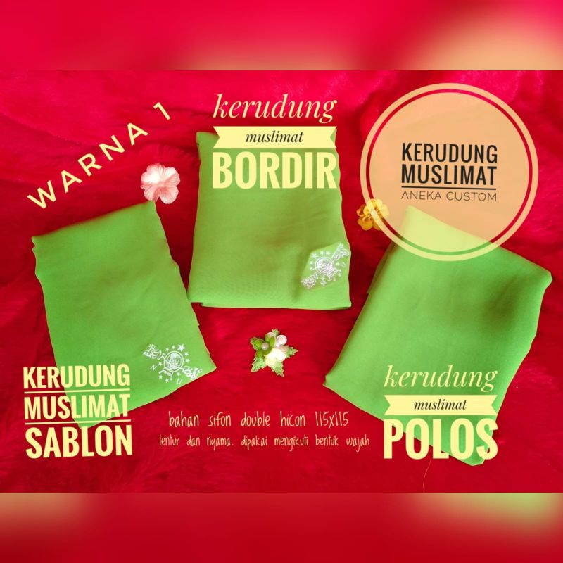 Kerudung muslimat bahan siffon double hicon termurah