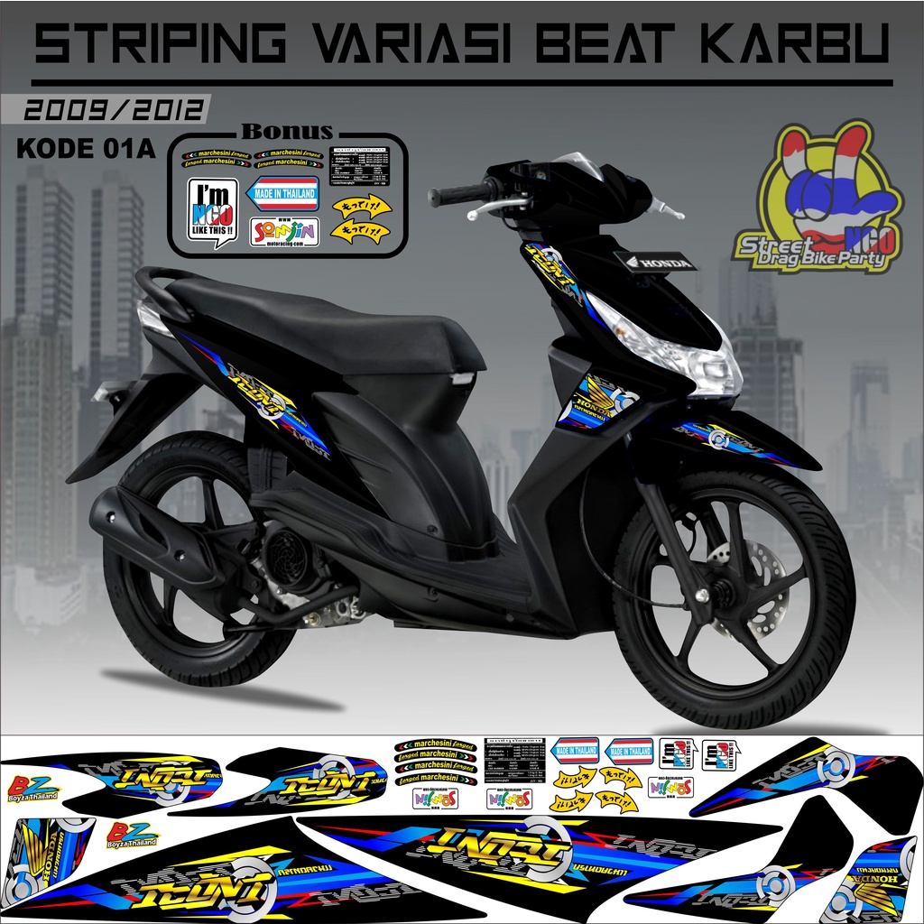 Striping Beat Karbu Sticker Motor Beat KODE 01