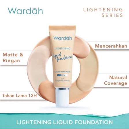 * NCC * Wardah Lightening Liquid Foundation Dengan SPF 30 PA +++ Natural Matte Finish Saset - Kemasan Sachet