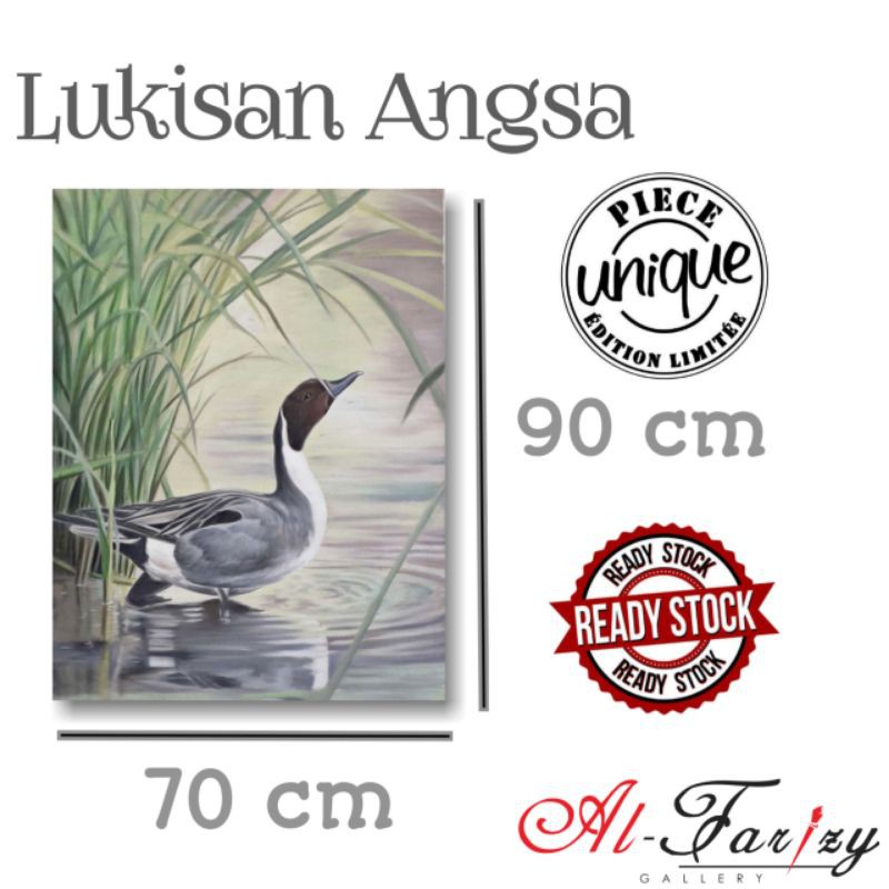 Lukisan Angsa Minimalis 3D Unik Kanvas Ukuran 70x90 cm Lengkap dengan kayu penyangga