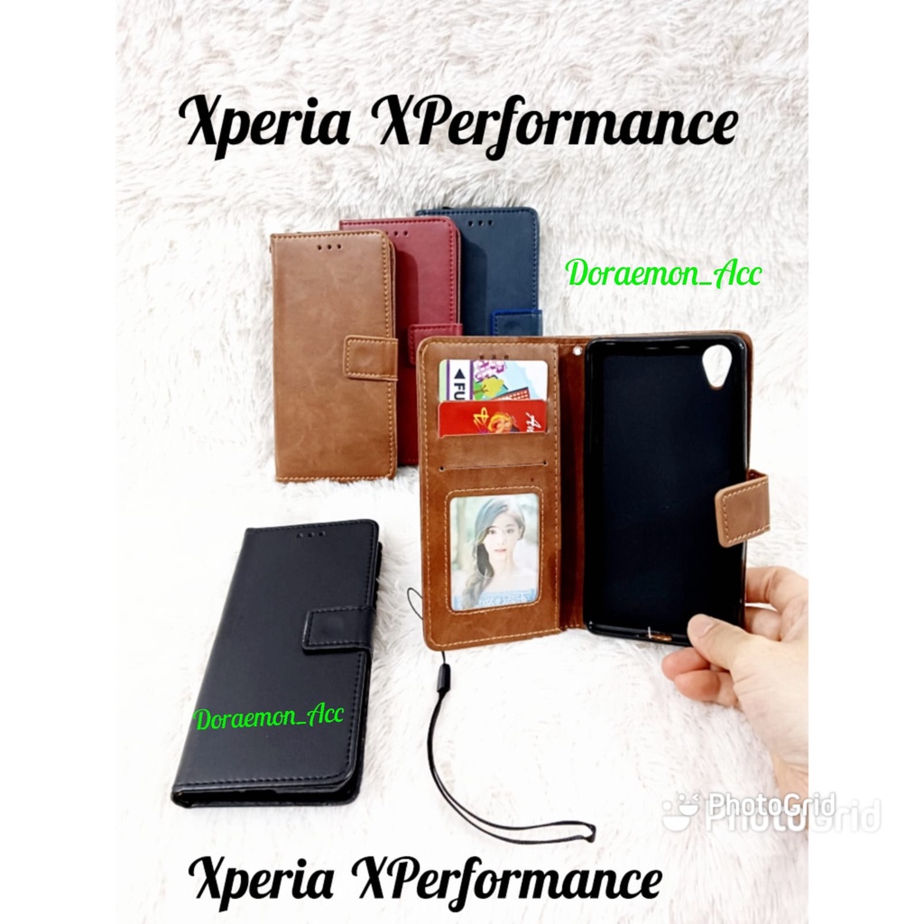 Leather Case Kulit Flip Cover Sony Xperia XPerformance / X Performance SO-04H Docomo - Kulit Premium