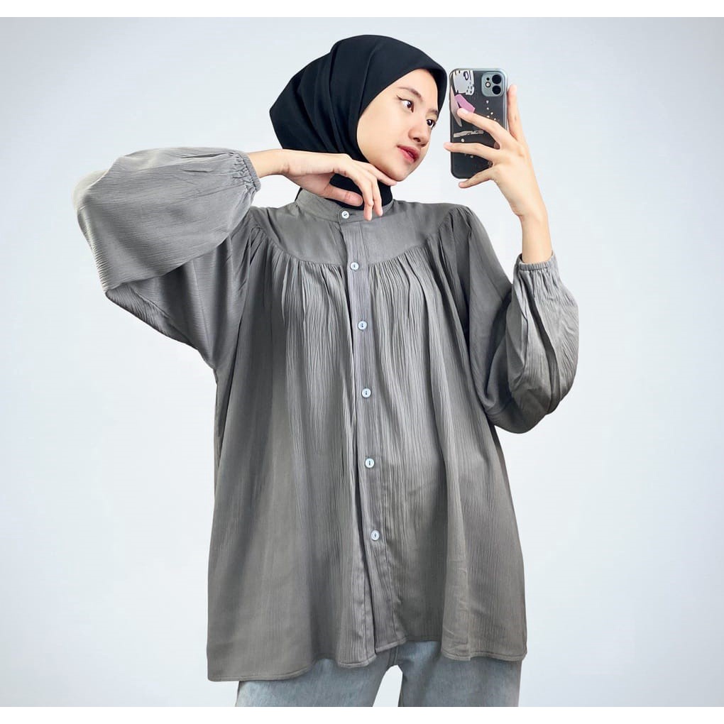 AFI - EC - ⭐️ PREMIUM AIRFLOW CRINCLE ⭐️ Rashifa Shirt Oversize Blouse CRINCLE