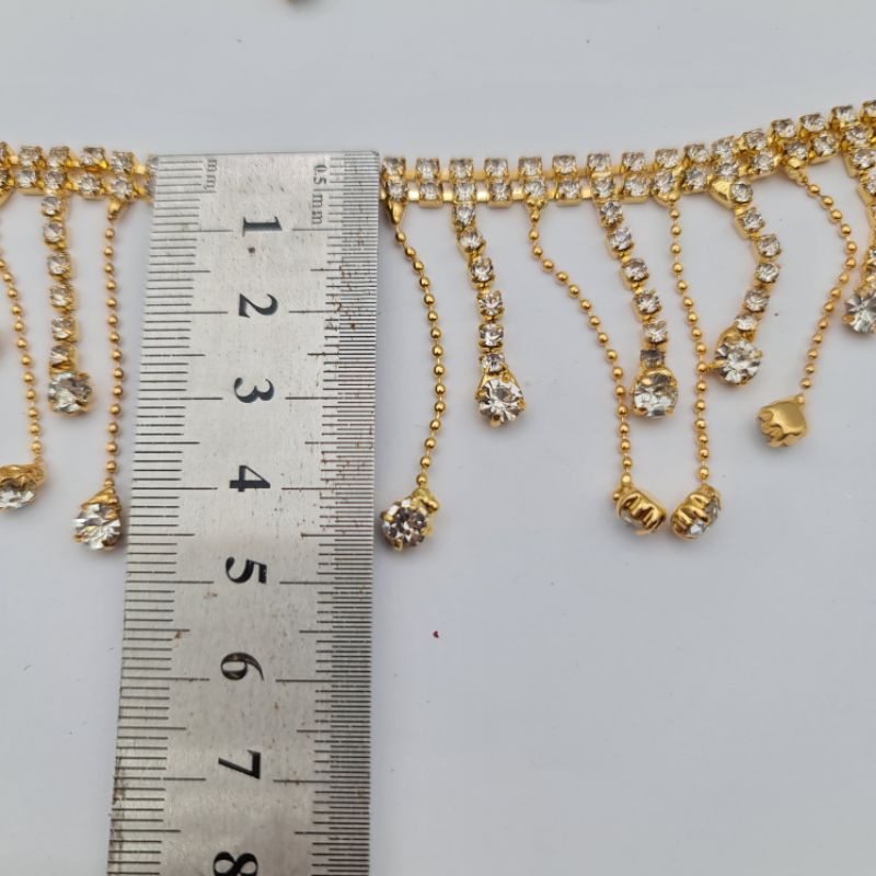 RENDA BERLIAN STONE KACA KRISTAL SWAROVSKI KUALITAS SUPER GJ per 10cm