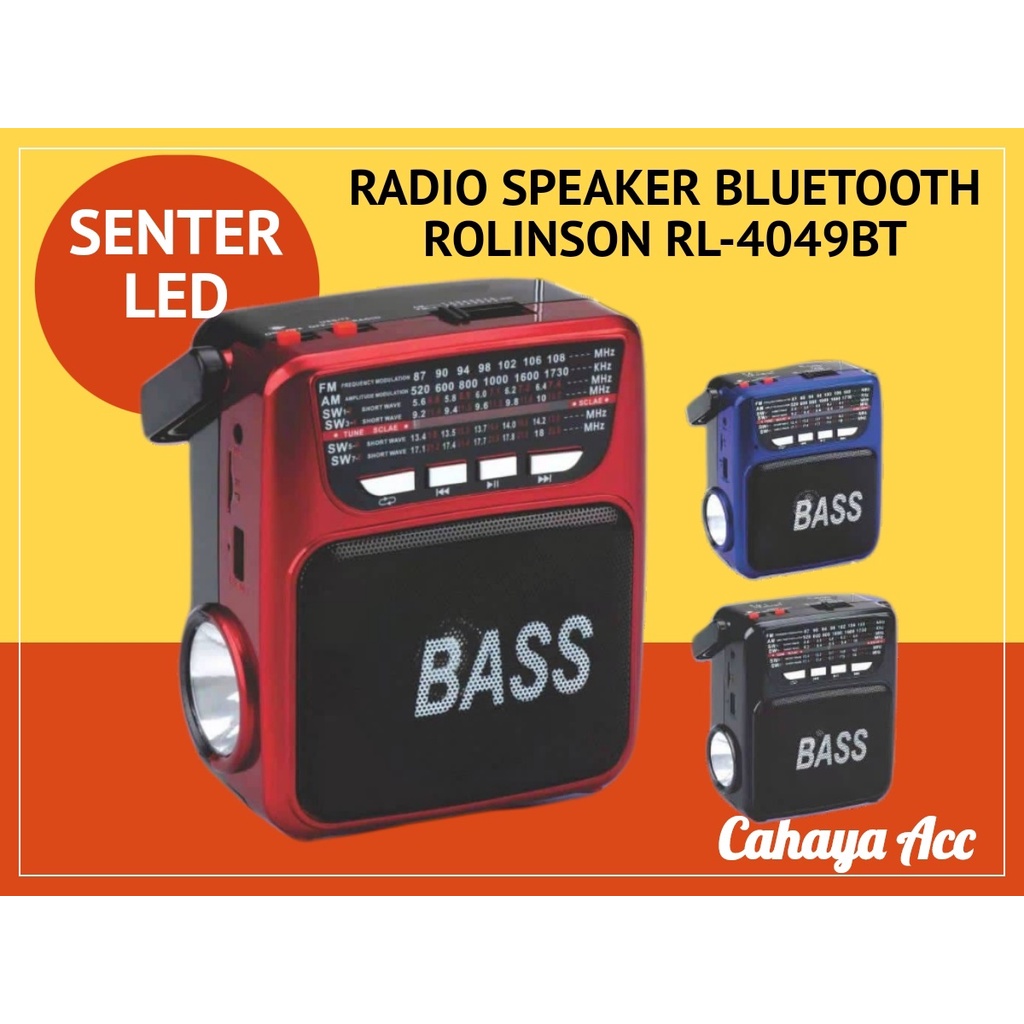 Radio Speaker Senter LED Rolinson RL-4049BT / Radio Speaker Bluetooth Senter Play FM Radio Music With BT/USB/Memori/AUX / Speaker Radio Bluetooth  Bisa Senter