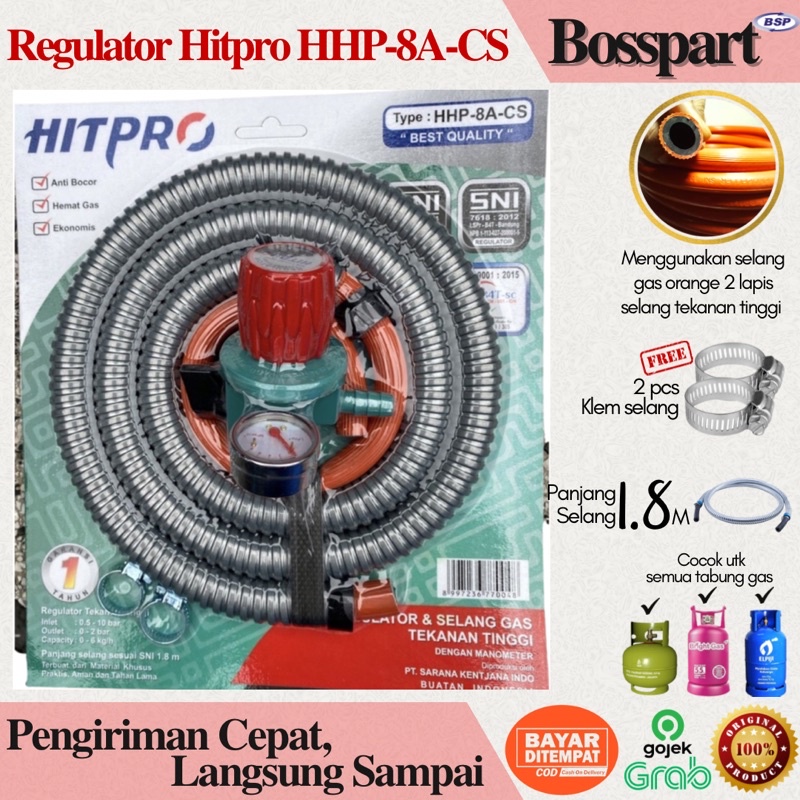 Paket Selang Regulator High Pressure Hitpro dengan Meteran (Regulator Tekanan Tinggi) 8A-CS