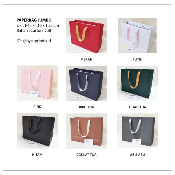 

Premium Paperbag Jumbo/Kantong Kado Uk. P45 X L15 X T35 Cm 093