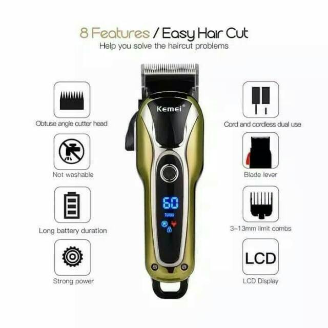 RECOMMENDED Alat Cukur Rambut KEMEI KM-1990 Hair Clipper Professional Ori
