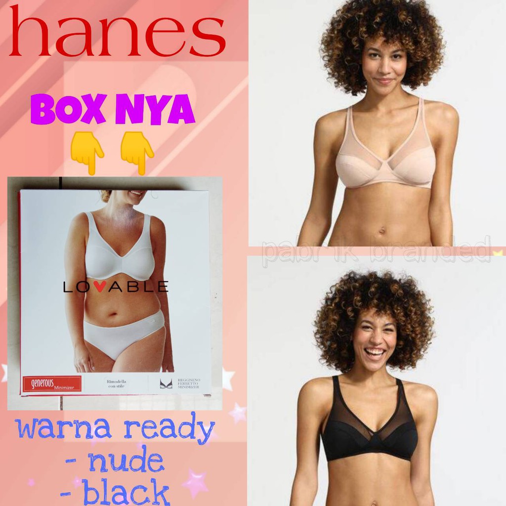 pabrik branded lovable by Hanes Italy generous minimizer bra beha kawat daleman 36E 38DD 40DD 42E 42