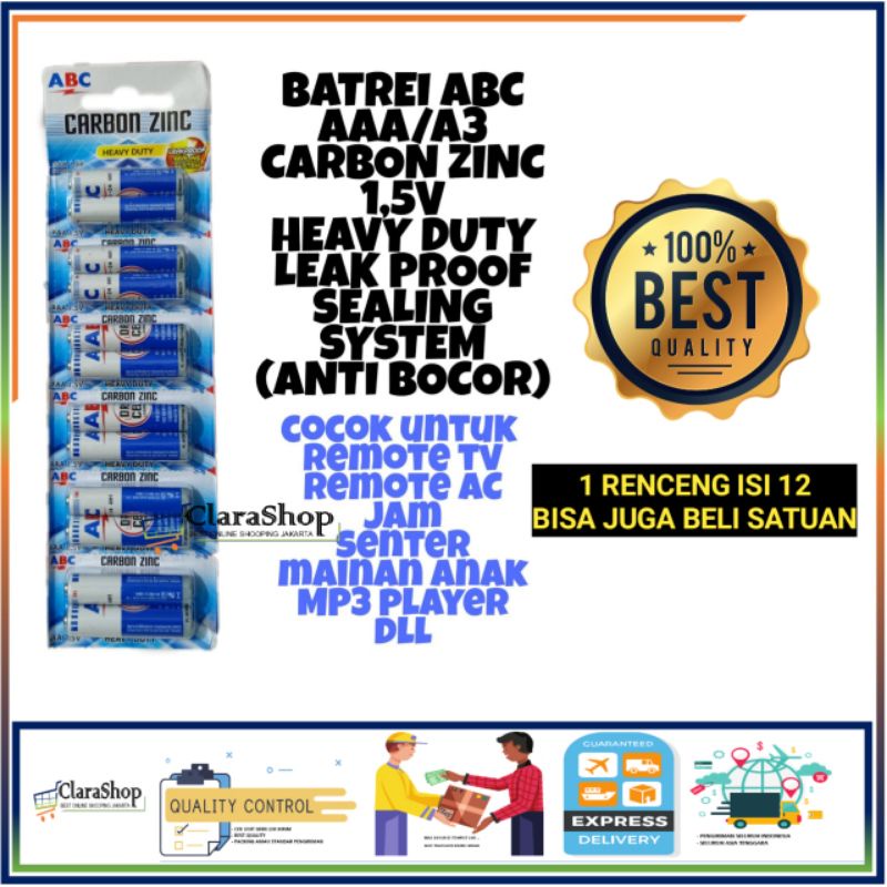 Battery - Panasonic/ABC Carbon - Baterai Panasonic Prima AAA (12 Pisces) 1 Renceng Prima Japan Quali