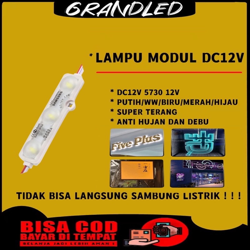 SAMSUNG Lampu Modul LED 5730 SMD 12v DC 3 Mata 12volt Module ori ( 6615) -DC 12V