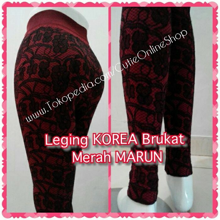 PROMO Celana Leging KOREA Brukat - Merah MARUN Legging  33556