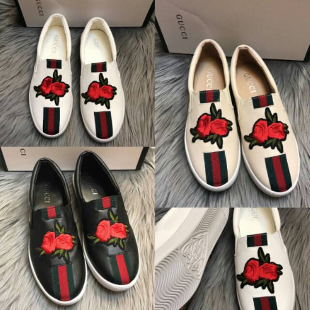 SEPATU WANITA GUCCI SLIP ON BUNGA/ GUCCI SNEAKER BUNGA