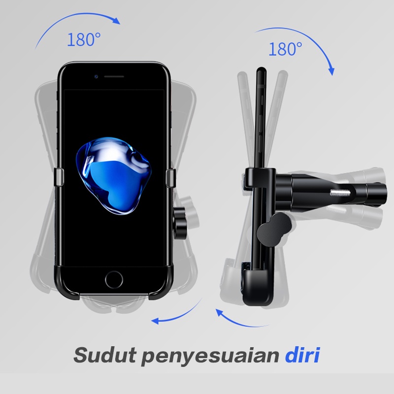 Bonkyo Holder HP Motor Spion Bahan Besi Full Metal Aluminium Sepeda Body Motorcycle Holder