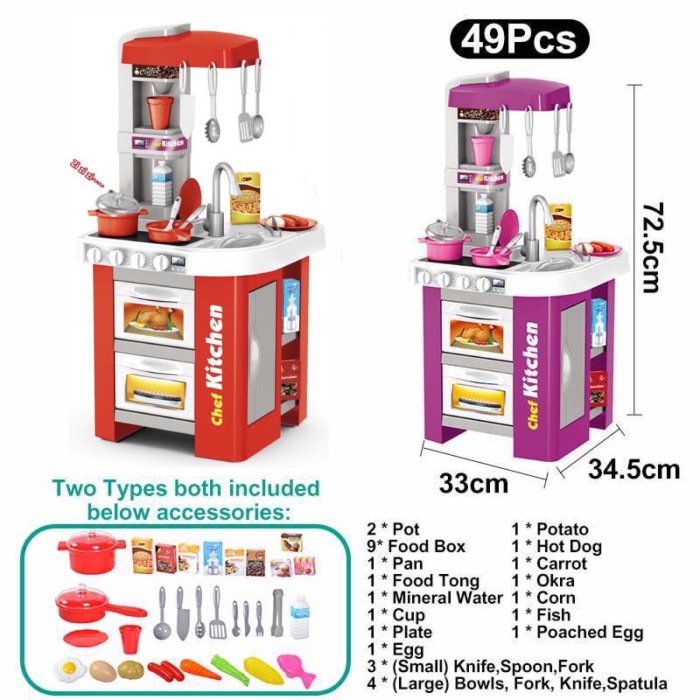 Mainan Edukasi Kitchen Set Jumbo / Kitchen Set Wastafel Kompor 49pcs