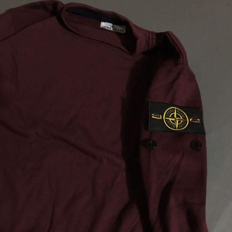 CREWNECK PREMIUM TERLARIS STONE ISLAND MAROON FULL TAG LABEL CASUAL HYPE