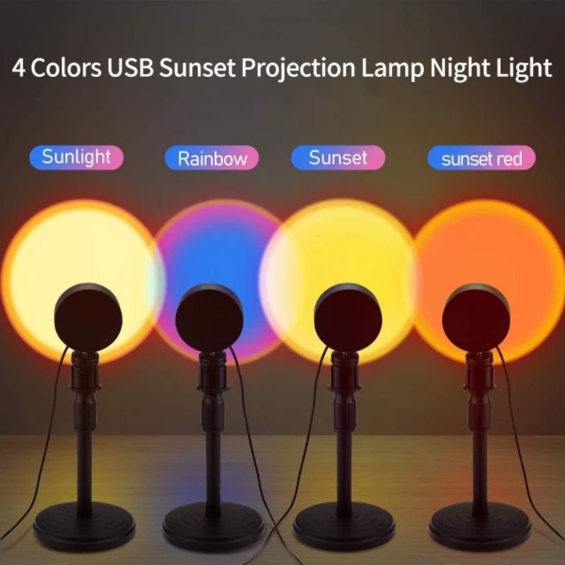 Sunset Lamp Q9 Lampu Tidur Proyektor Led Warna Pelangi Model Matahari Terbenam