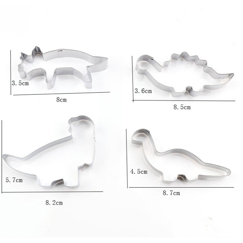 (house2020) 4pcs Cetakan Pemotong Roti Bentuk Dinosaurus Bahan Stainless Steel